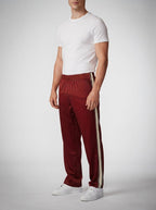 Men's Casual Straight Leg Track Pants with Contrast Side Stripe
