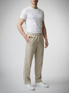 Men's Casual Straight Leg Track Pants with Contrast Side Stripe