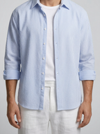 Men's Casual Striped Seersucker Cotton Oversized Shirt