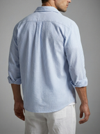 Men's Casual Striped Seersucker Cotton Oversized Shirt