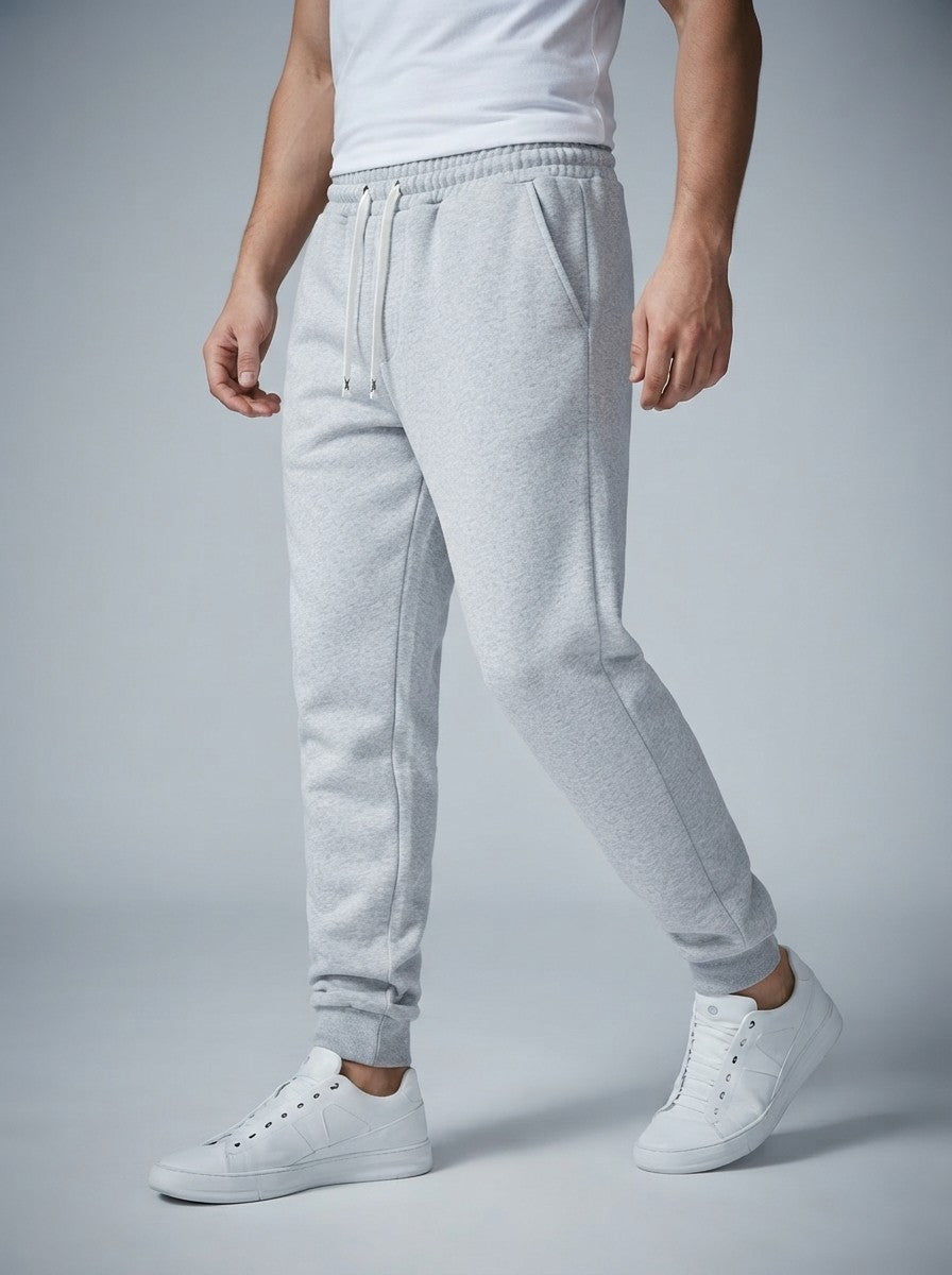 Men's Casual Tapered Fleece Joggers with Ribbed Cuffs
