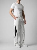Men's Casual Track Pants with Curved Piping Detail
