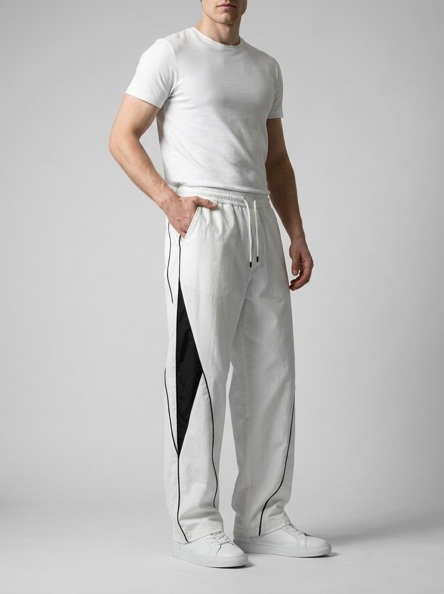Men's Casual Track Pants with Curved Piping Detail