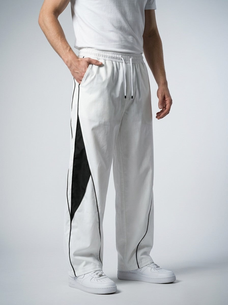 Men's Casual Track Pants with Curved Piping Detail