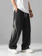 Men's Casual Track Pants with Curved Piping Detail