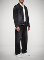 Men's Casual Wide Leg Denim Jeans with Belt Loop Waistband
