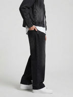 Men's Casual Wide Leg Denim Jeans with Belt Loop Waistband