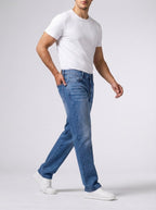 Men's Casual Wide Leg Denim Jeans with Button Closure