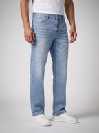 Men's Casual Wide Leg Denim Jeans with Button Closure