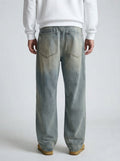 Men's Casual Wide Leg Denim Jeans with Chain Detail