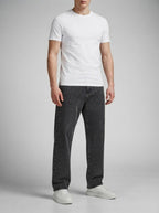 Men's Casual Wide Leg Denim Jeans with Elasticated Drawstring Waist