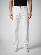 Men's Casual Wide Leg Denim Jeans with Five Pocket Design