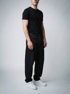 Men's Casual Wide Leg Denim Jeans with Five Pocket Design