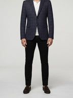 Men's Check Wool Blazer with Notch Lapels