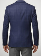 Men's Check Wool Blazer with Notch Lapels