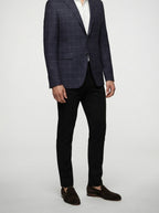 Men's Check Wool Blazer with Notch Lapels