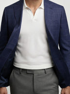 Men's Check Wool Blazer with Notch Lapels