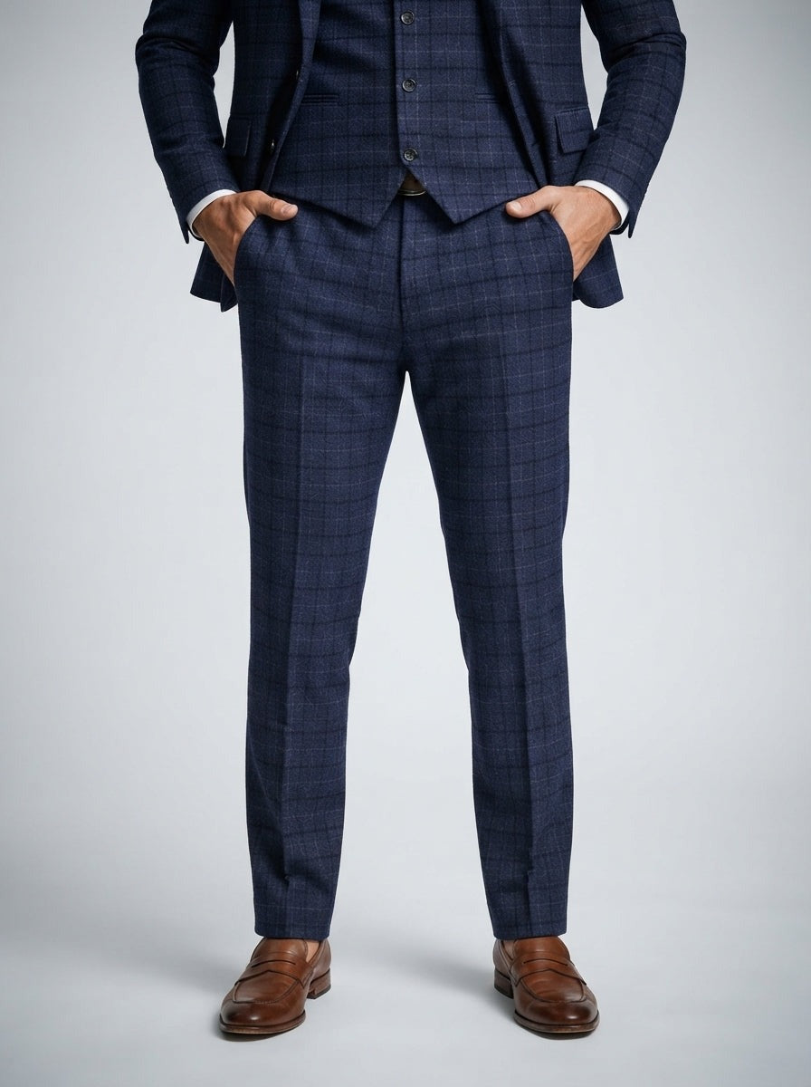 Men's Classic Check Three-Piece Wedding Suit