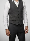 Men's Classic Herringbone Wedding Suit Waistcoat