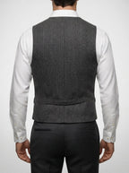 Men's Classic Herringbone Wedding Suit Waistcoat