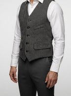 Men's Classic Herringbone Wedding Suit Waistcoat