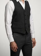 Men's Classic Herringbone Wedding Suit Waistcoat