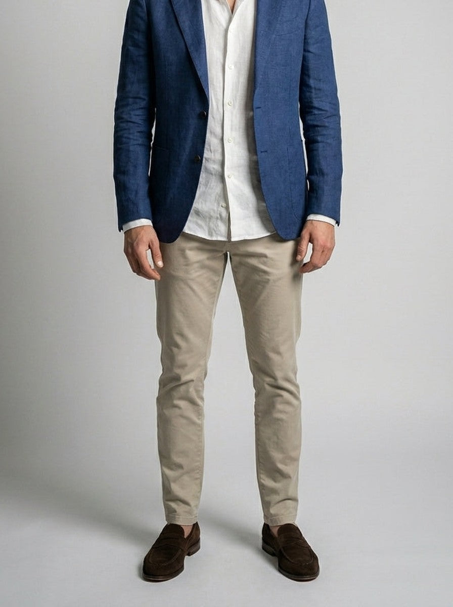 Men's Classic Linen Blend Notch Lapel Blazer
