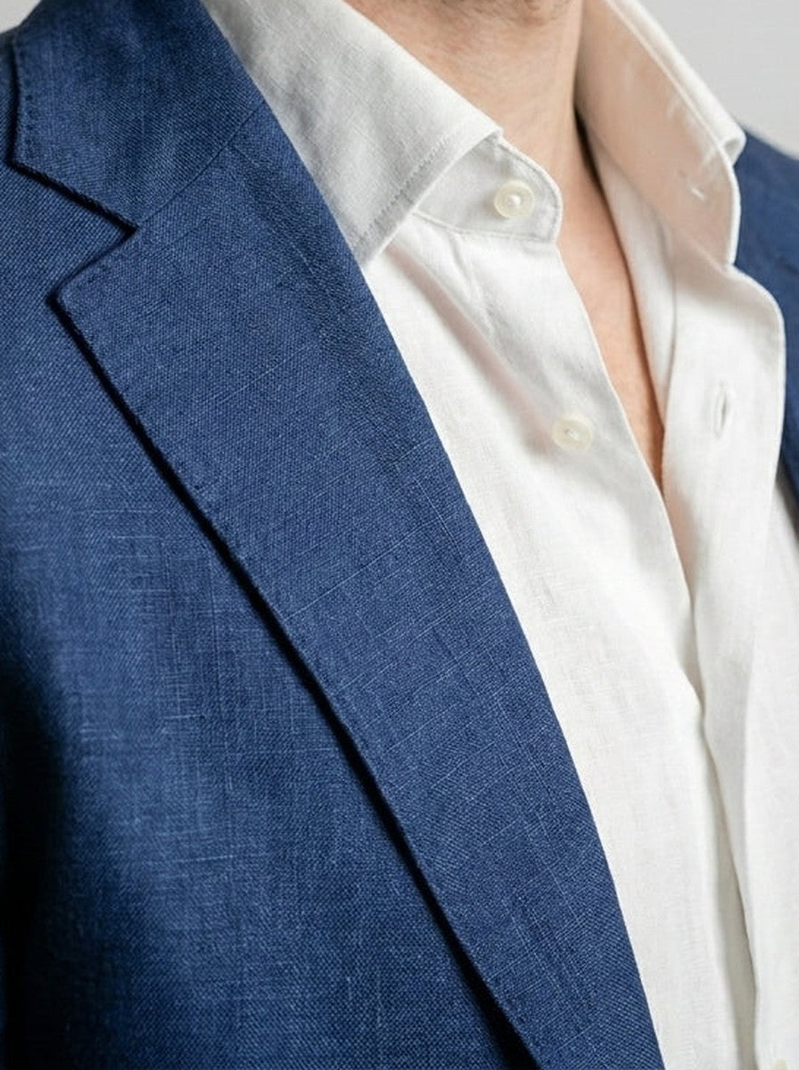 Men's Classic Linen Blend Notch Lapel Blazer