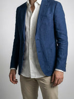 Men's Classic Linen Blend Notch Lapel Blazer