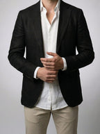 Men's Classic Linen Blend Notch Lapel Blazer