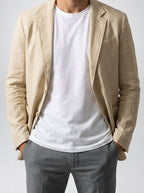 Men's Classic Linen Notch Lapel Blazer