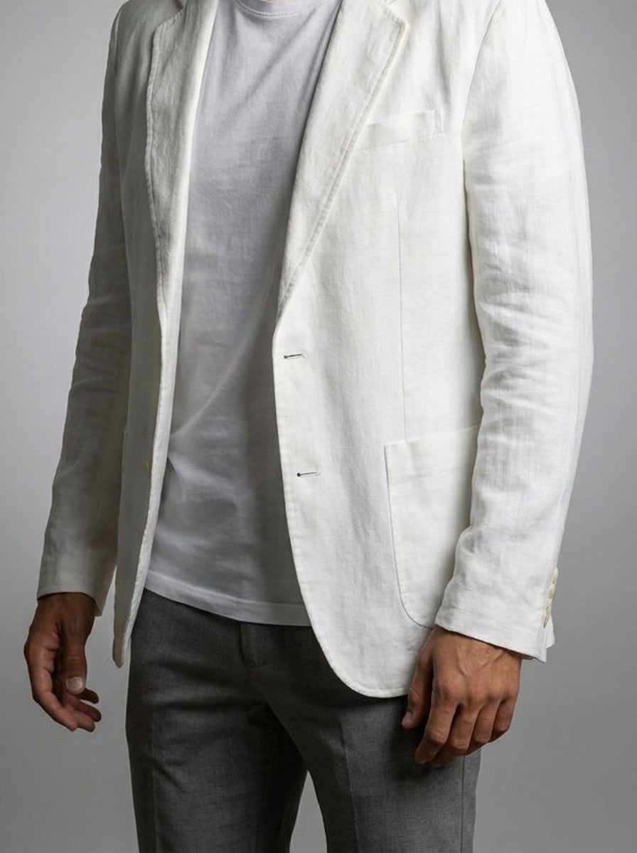 Men's Classic Linen Notch Lapel Blazer