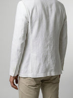 Men's Classic Linen Patch Pocket Blazer with Notch Lapels