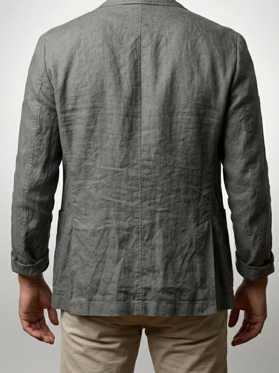 Men's Classic Linen Two Button Blazer with Notch Lapels