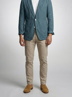 Men's Classic Linen Two Button Blazer with Notch Lapels