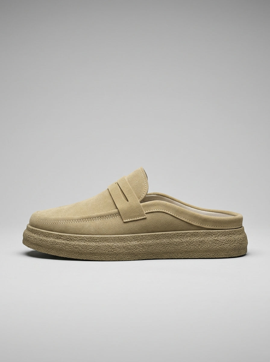 Men's Classic Slip-On Crepe Sole Penny Strap Loafer Mules
