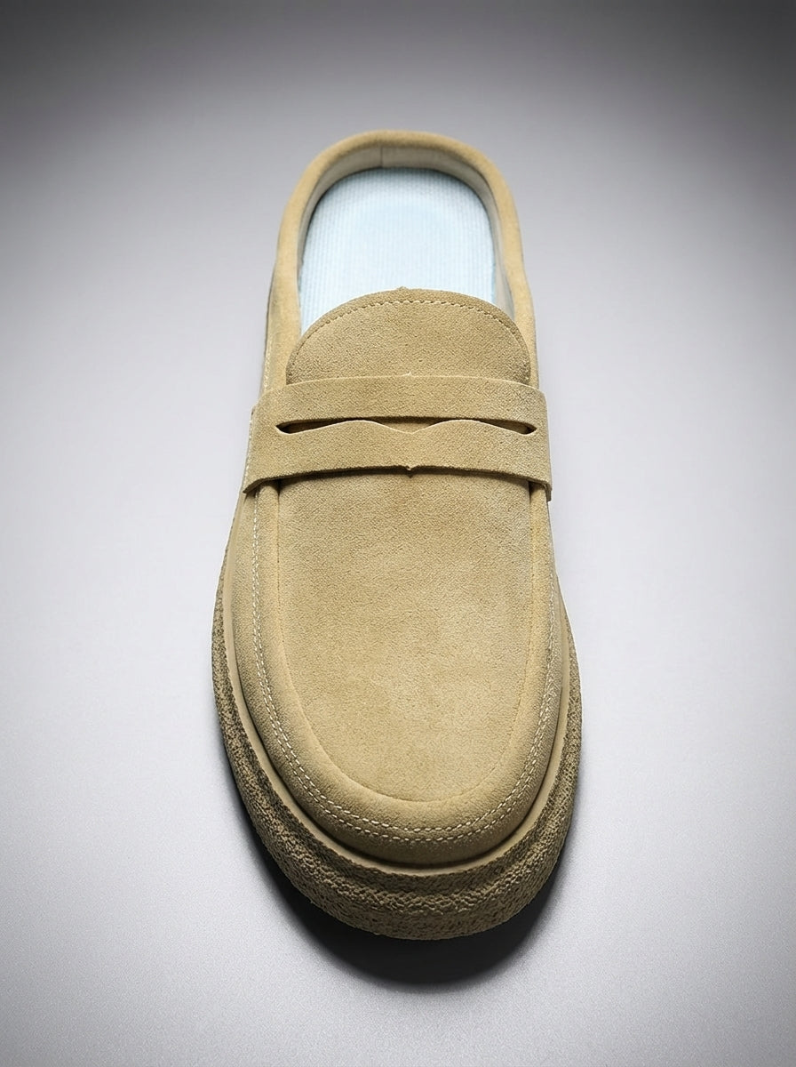 Men's Classic Slip-On Crepe Sole Penny Strap Loafer Mules