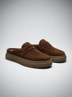 Men's Classic Slip-On Crepe Sole Penny Strap Loafer Mules