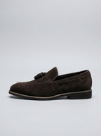 Men's Classic Slip-On Suede Tassel Loafers with Contrast Welt