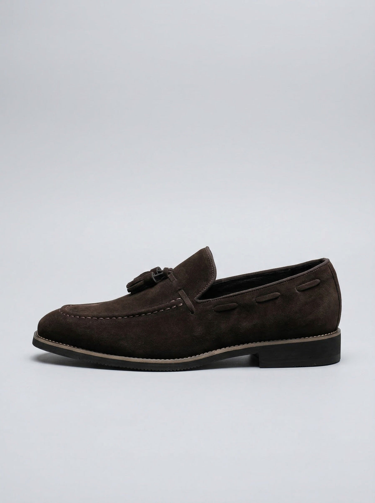 Men's Classic Slip-On Suede Tassel Loafers with Contrast Welt