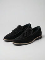 Men's Classic Slip-On Suede Tassel Loafers with Contrast Welt