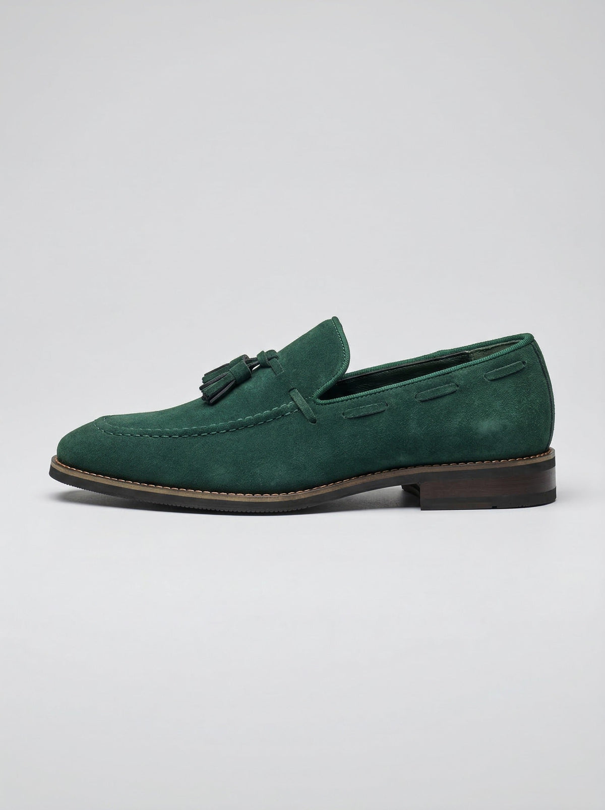 Men's Classic Slip-On Suede Tassel Loafers with Contrast Welt