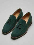 Men's Classic Slip-On Suede Tassel Loafers with Contrast Welt