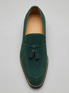 Men's Classic Slip-On Suede Tassel Loafers with Contrast Welt
