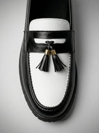 Men's Classic Slip-On Two Tone Leather Tassel Loafers