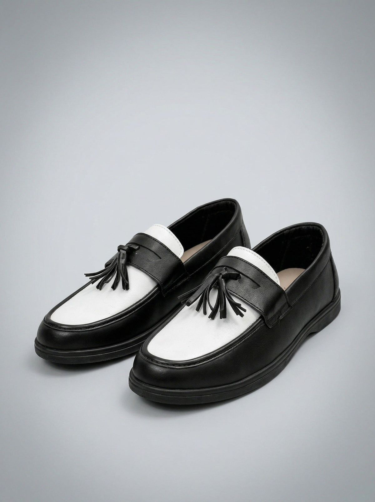 Men's Classic Slip-On Two Tone Leather Tassel Loafers