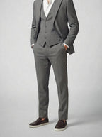 Men's Classic Three-Piece Wedding Suit with Notch Lapels