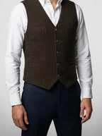 Men's Classic Tweed Tailored Wedding Waistcoat