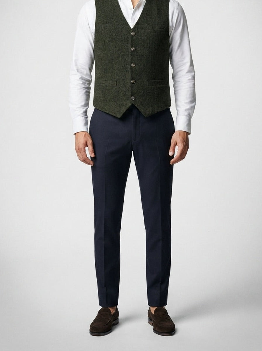 Men's Classic Tweed Tailored Wedding Waistcoat