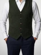 Men's Classic Tweed Tailored Wedding Waistcoat